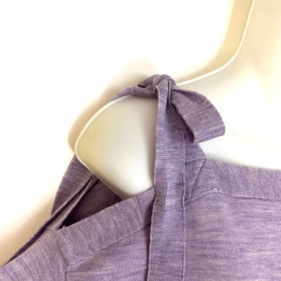 J. CREW LAVENDER MERINO WOOL COLD SHOULDER SWEATER WITH BOWS SIZE SMALL - Picture 6 of 11